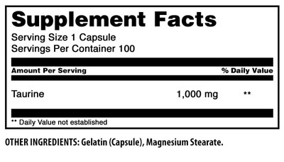Foto 4 | Suplemento Amazing Formulas De Taurina 1000 Mg 100 Cápsulas - Venta Internacional.