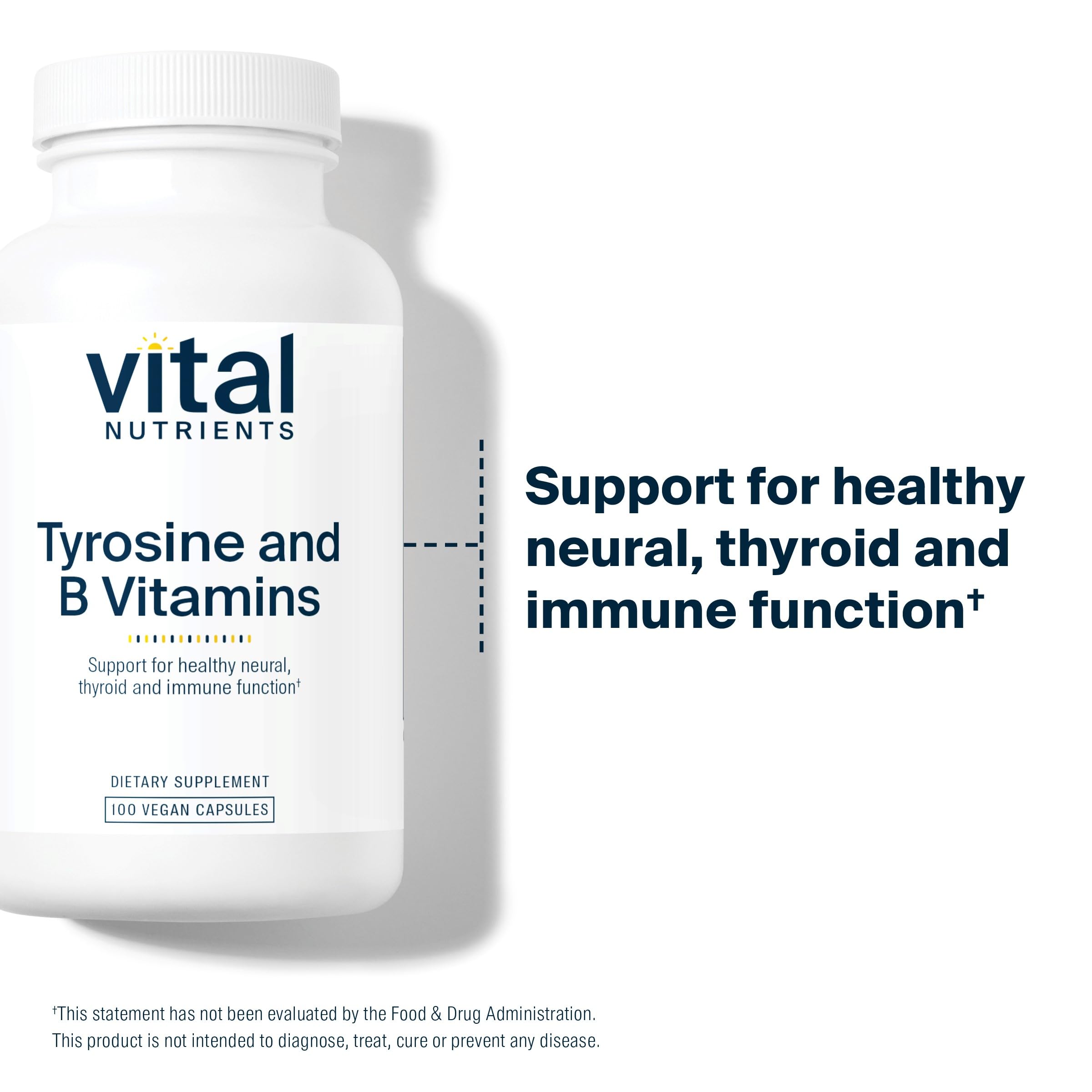 Foto 3 | Suplemento Vital Nutrients Con Tirosina Y Vitaminas B, 100 Cápsulas - Venta Internacional.