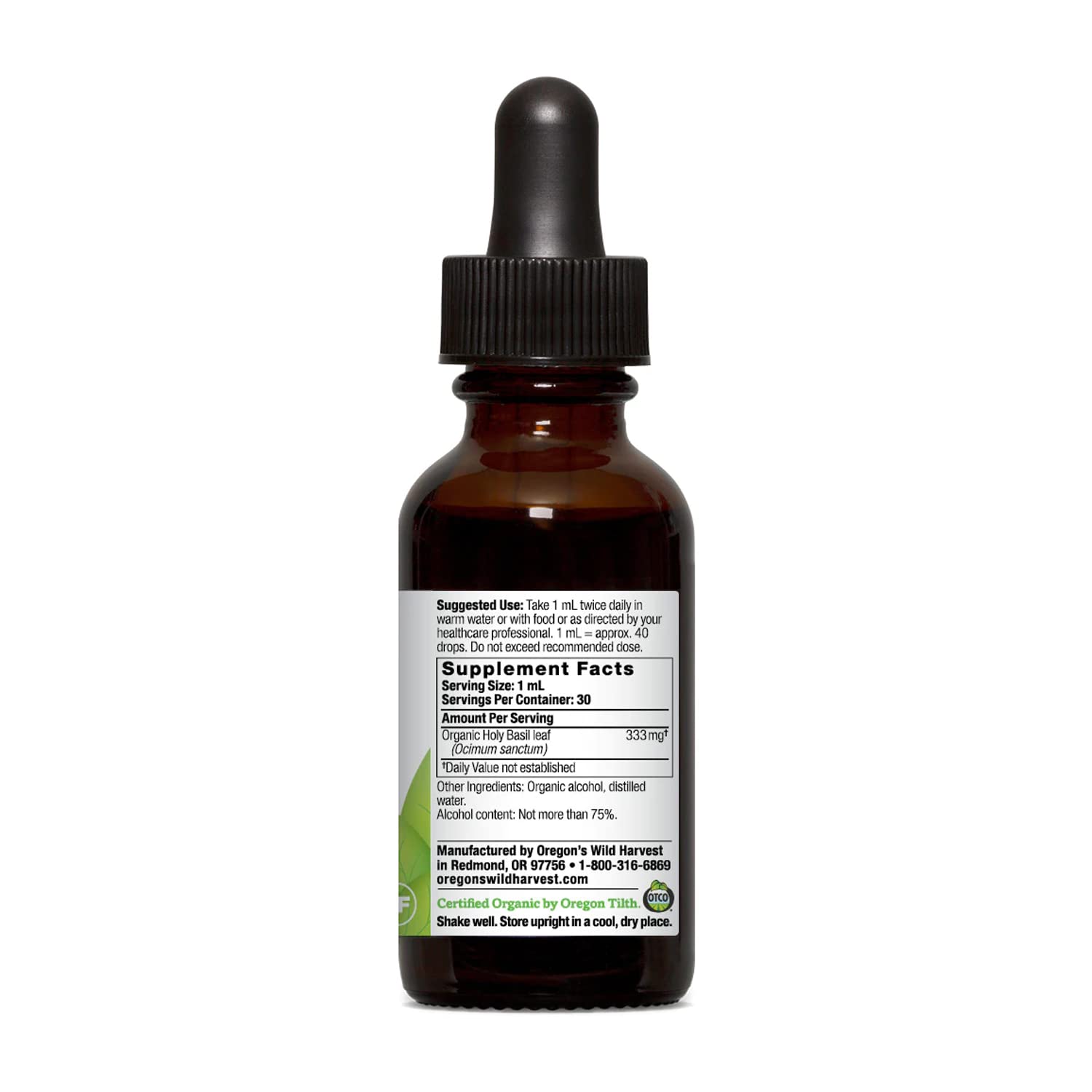 Foto 2 | Suplemento Orgánico De Albahaca Sagrada De Oregon Wild Harvest De 30 Ml - Venta Internacional.