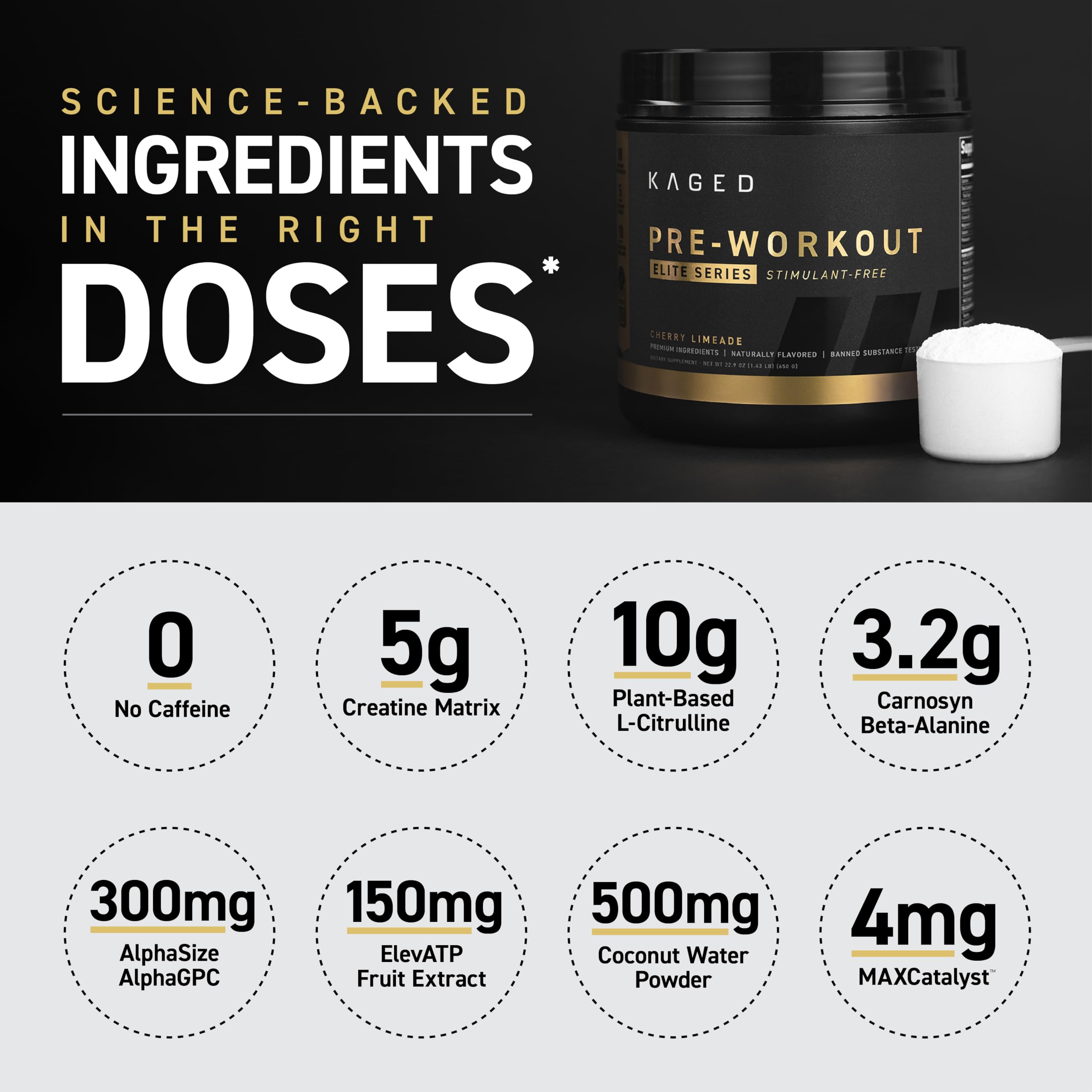 Foto 6 | Pre-workout Powder Kager Pre-workout Elite Stim-free, 20 Unidades - Venta Internacional.