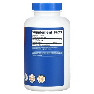 Foto 2 | Suplemento Nutricost De Vinagre De Sidra De Manzana 500 Mg 240 Cápsulas - Venta Internacional.