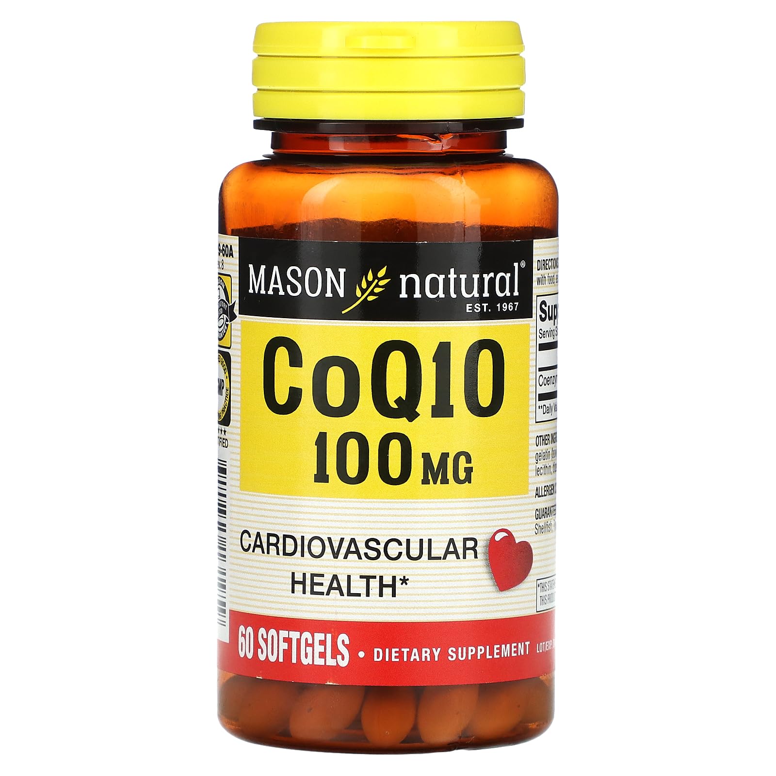 Foto 1 | Suplemento Mason Natural, Coenzima Q-10, 100 Mg, Cápsulas Blandas, 60 - Venta Internacional.