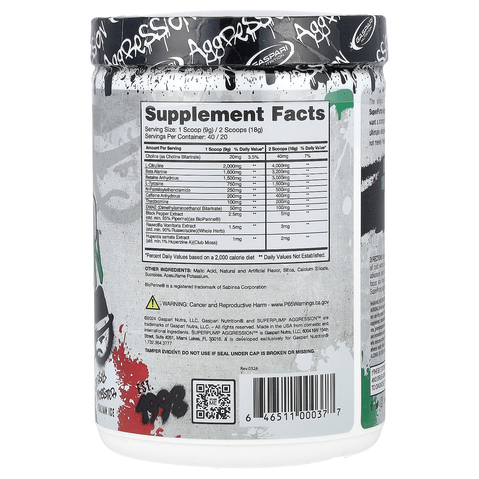 Foto 2 | Gaspari Nutrition Superpump Aggression 360 G Antes Del Entrenamiento - Venta Internacional.