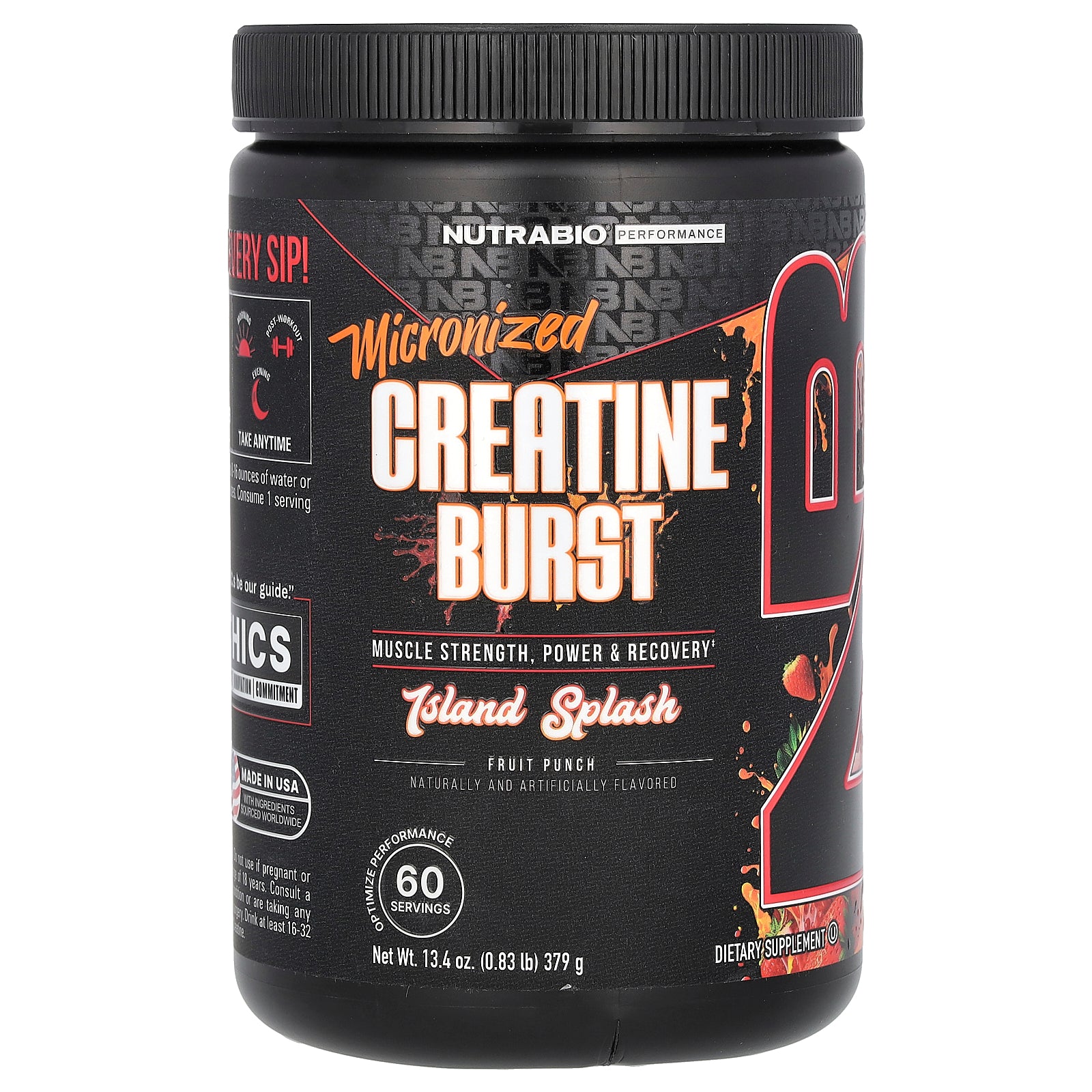 Foto 2 pulgar | Suplemento Nutrabio Micronized Creatine Burst 170 G Island Splash - Venta Internacional.