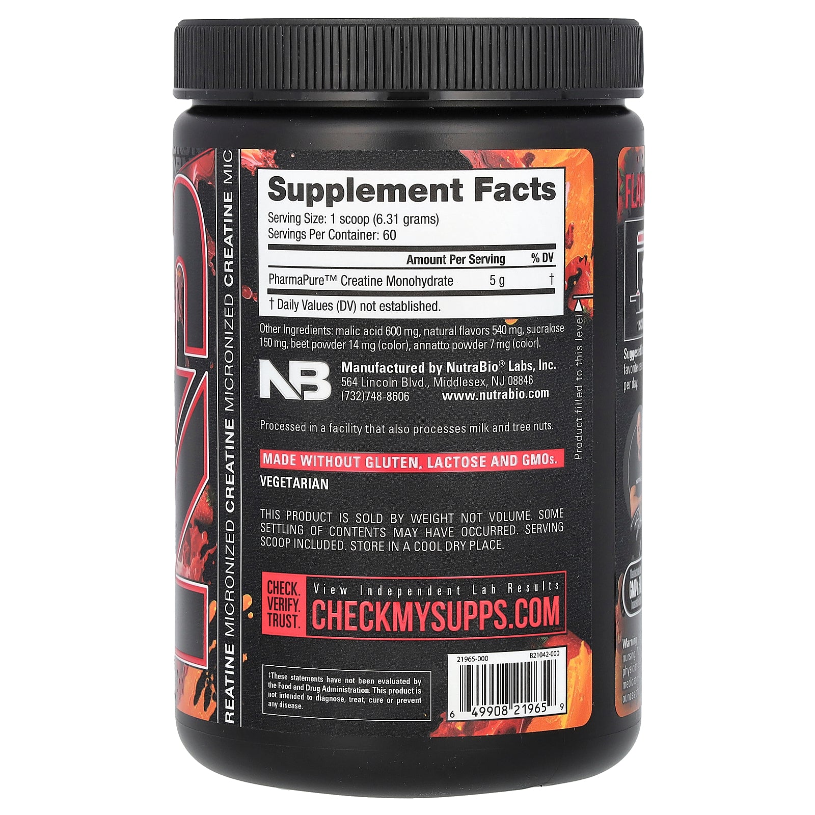 Foto 3 pulgar | Suplemento Nutrabio Micronized Creatine Burst 170 G Island Splash - Venta Internacional.