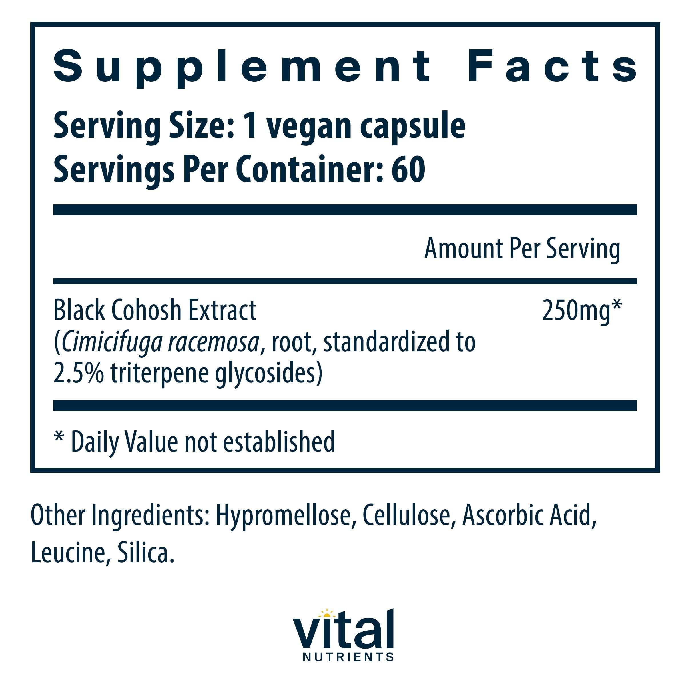 Foto 3 pulgar | Suplemento De Extracto De Cohosh Negro De Vital Nutrients 250 Mg 60 Cápsulas - Venta Internacional.