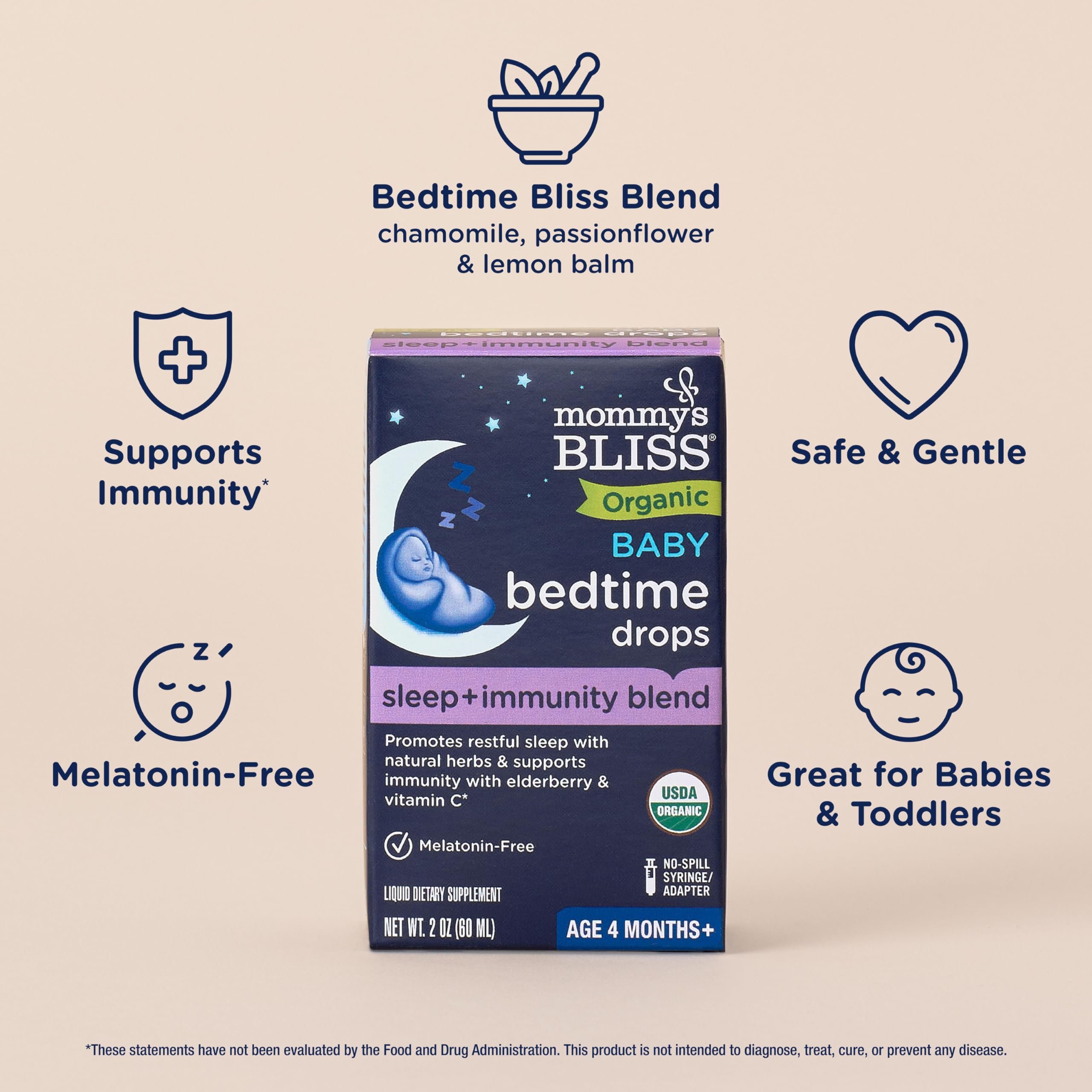 Foto 5 pulgar | Suplemento Mommy's Bliss, Gotas Orgánicas Para Dormir Para Bebés, 60 Ml - Venta Internacional.
