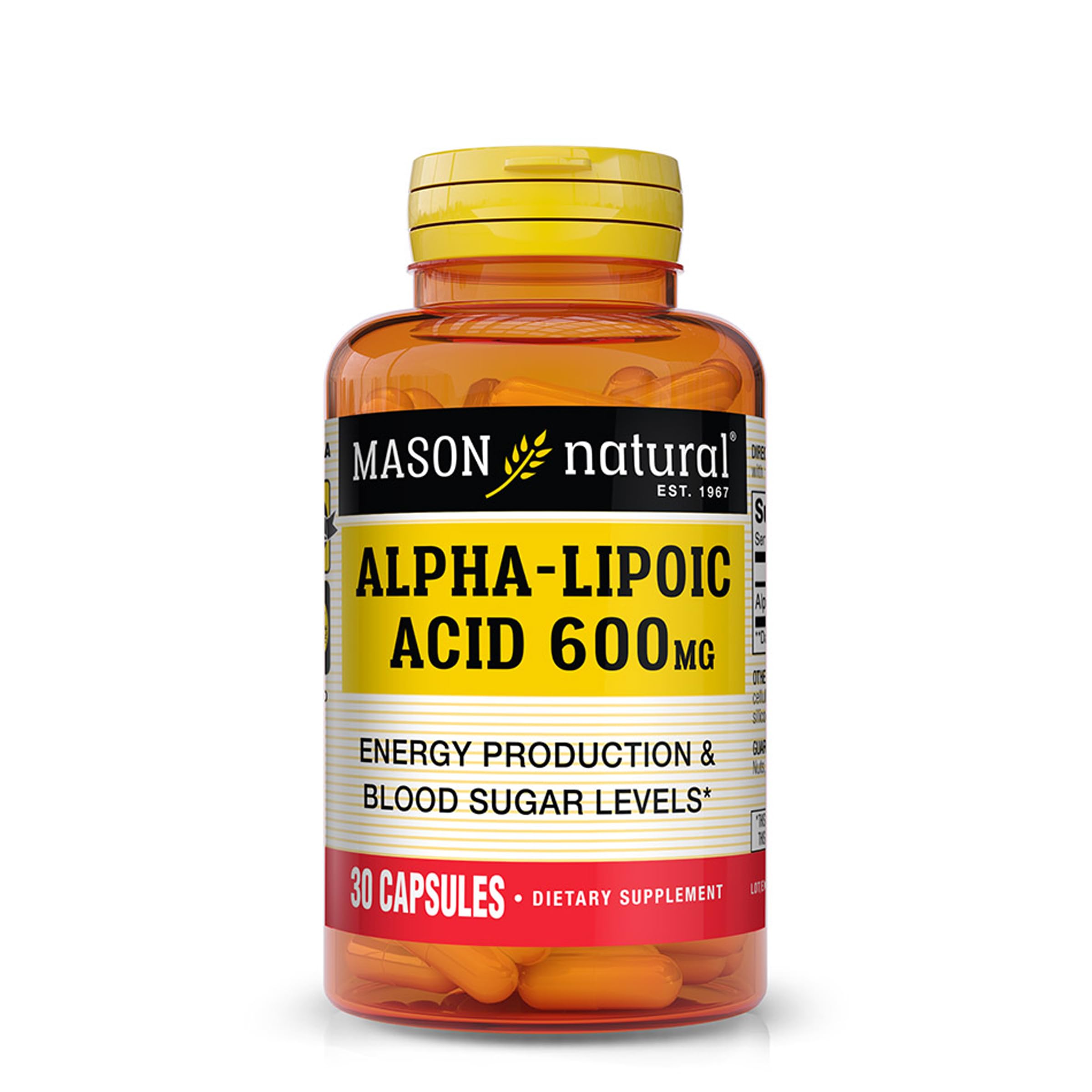 Foto 2 pulgar | Suplemento Mason Natural De Ácido Alfa Lipoico En Cápsulas De 600 Mg - Venta Internacional.