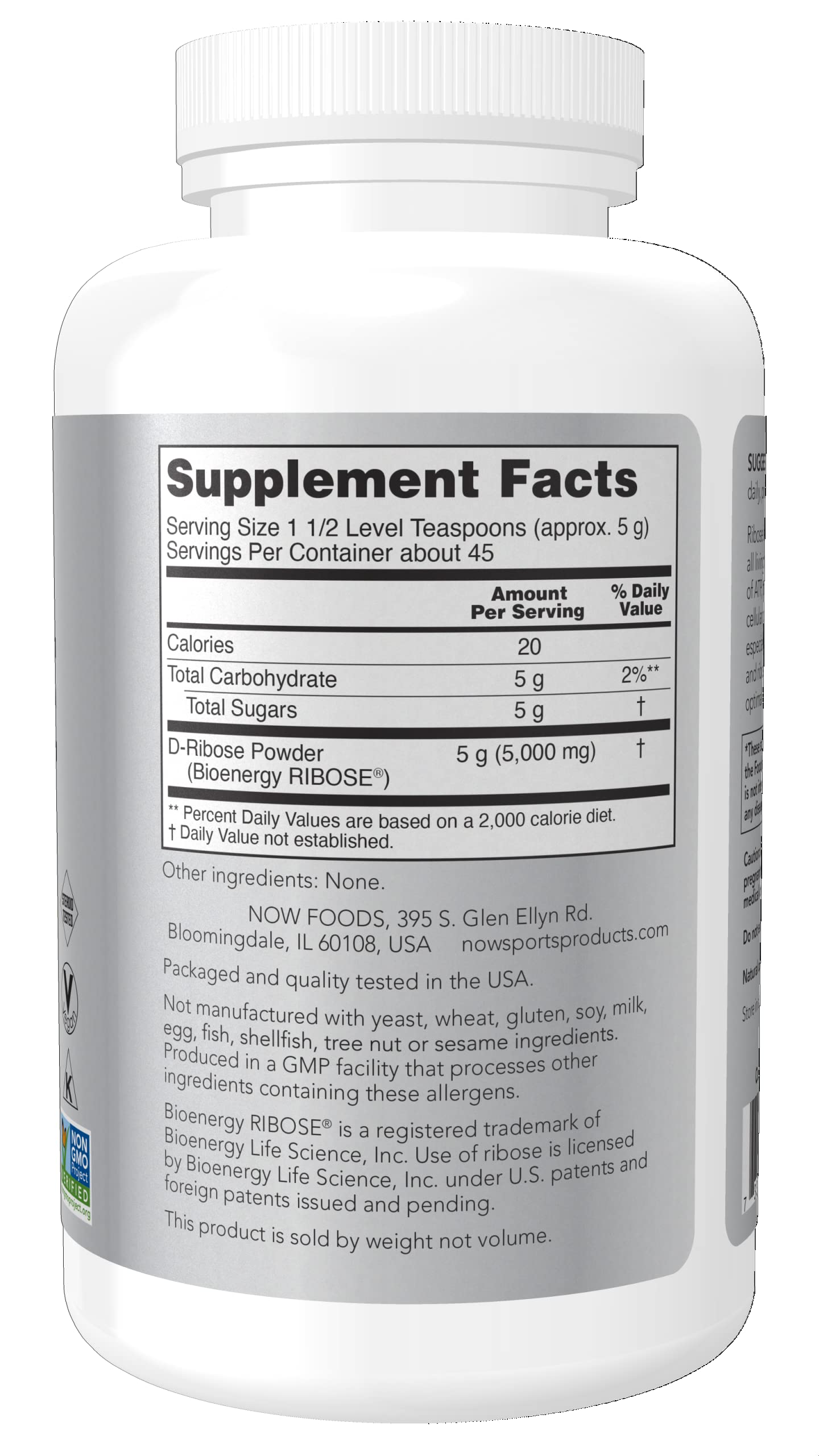 Foto 3 pulgar | Suplemento Now Foods D-ribosa En Polvo, 5000 Mg, 240 Ml - Venta Internacional.