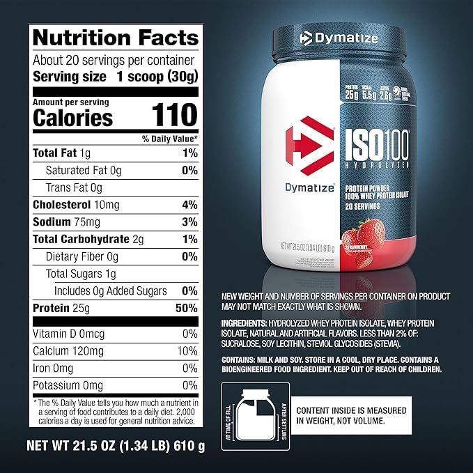 Foto 3 pulgar | Proteína De Suero En Polvo Dymatize Iso100 Fresa, 20 Porciones - Venta Internacional.