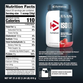 Foto 2 | Proteína De Suero En Polvo Dymatize Iso100 Fresa, 20 Porciones - Venta Internacional.