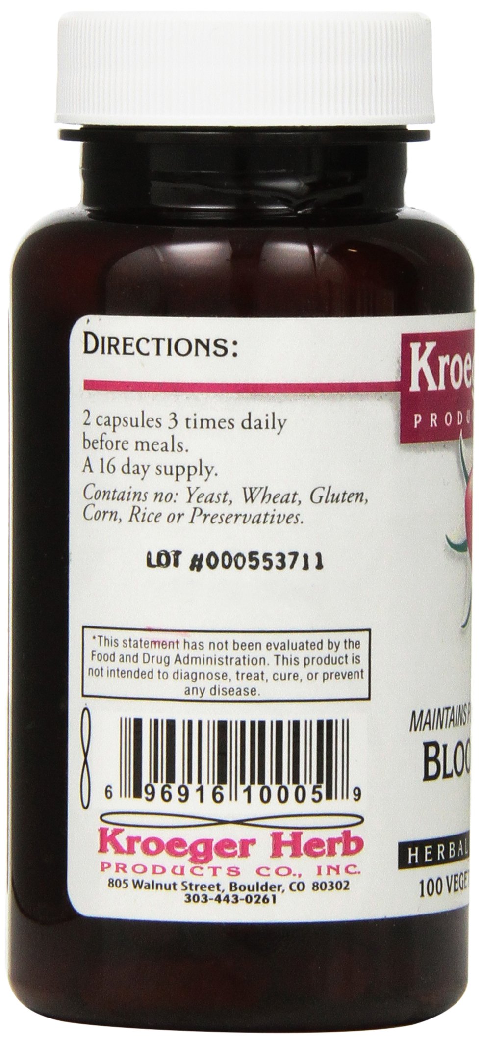 Foto 3 pulgar | Suplemento Kroeger Herb Blood Toner Vegetariano 100 Cápsulas - Venta Internacional.