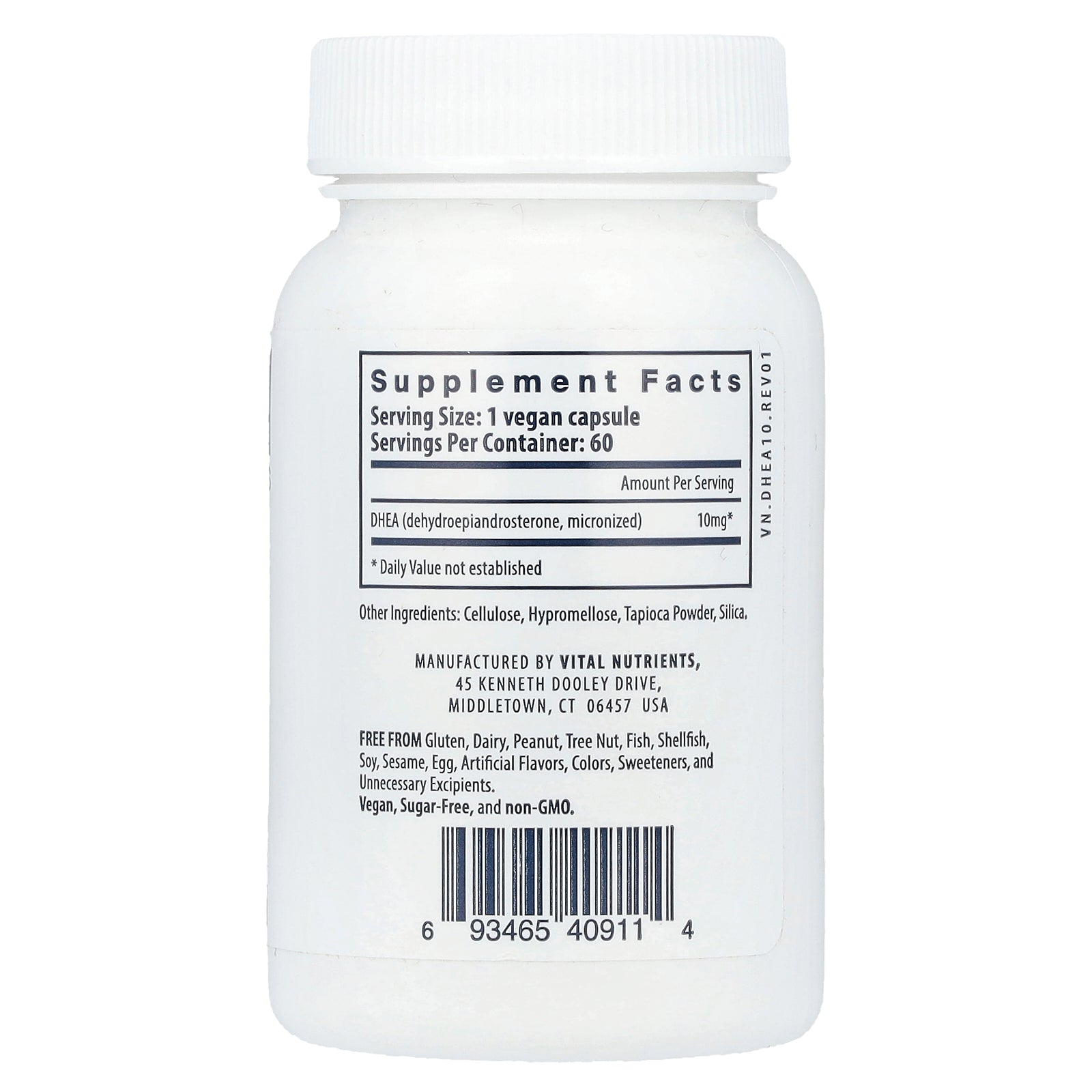 Foto 3 pulgar | Suplemento Vital Nutrients Con Dhea Micronizado, 10 Mg, 60 Cápsulas Veganas - Venta Internacional.