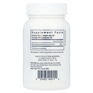 Foto 2 | Suplemento Vital Nutrients Con Dhea Micronizado, 10 Mg, 60 Cápsulas Veganas - Venta Internacional.