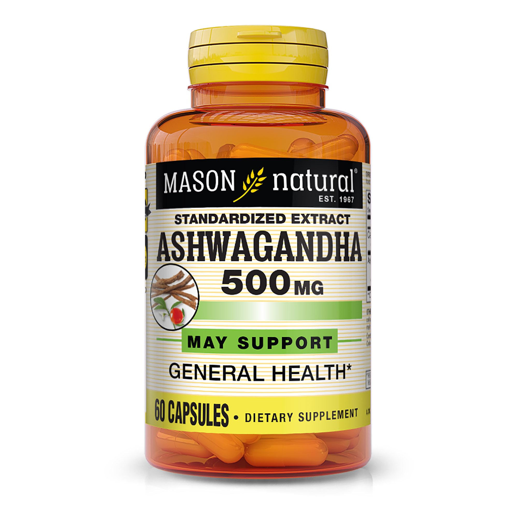 Foto 2 pulgar | Suplemento Mason Natural Ashwagandha 500 Mg 60 Cápsulas - Venta Internacional.