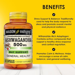 Foto 2 | Suplemento Mason Natural Ashwagandha 500 Mg 60 Cápsulas - Venta Internacional.