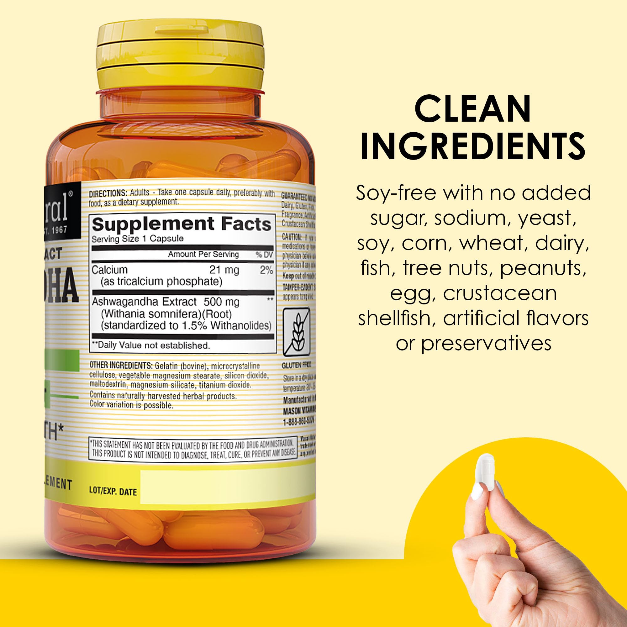 Foto 6 pulgar | Suplemento Mason Natural Ashwagandha 500 Mg 60 Cápsulas - Venta Internacional.