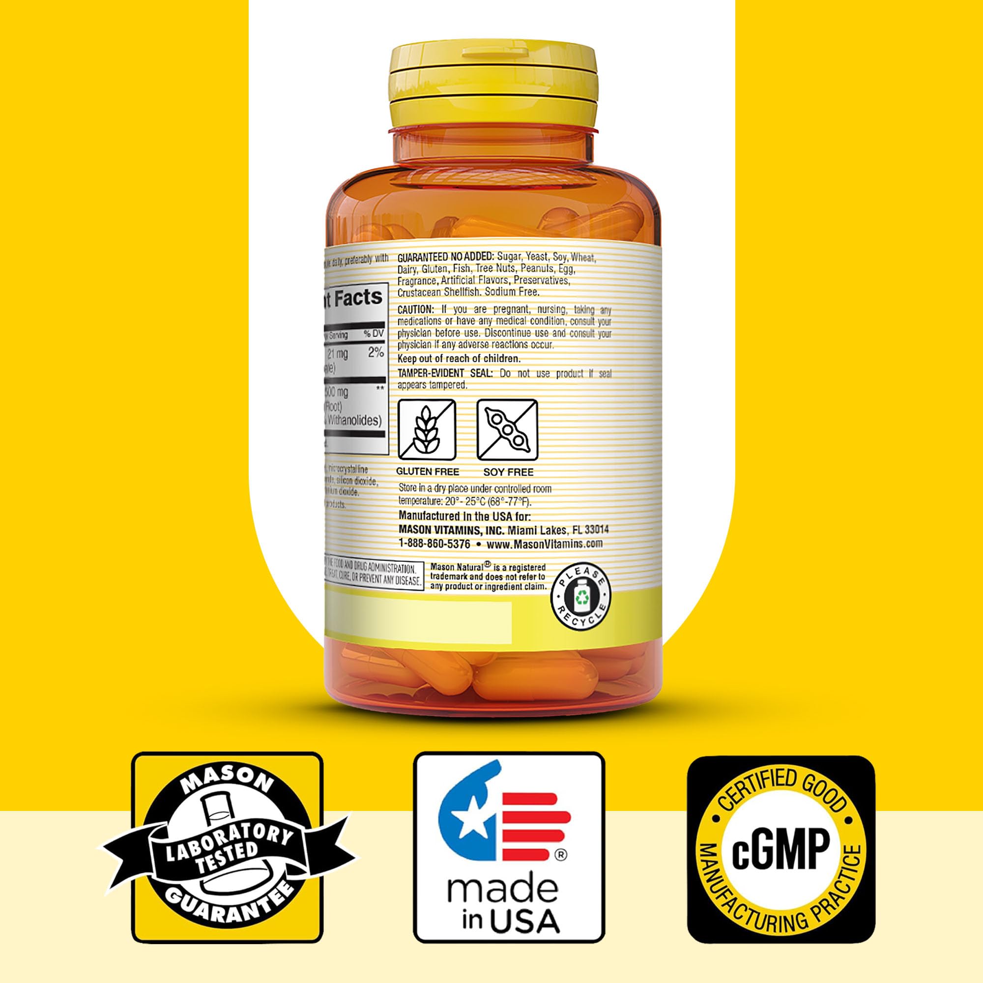 Foto 7 pulgar | Suplemento Mason Natural Ashwagandha 500 Mg 60 Cápsulas - Venta Internacional.