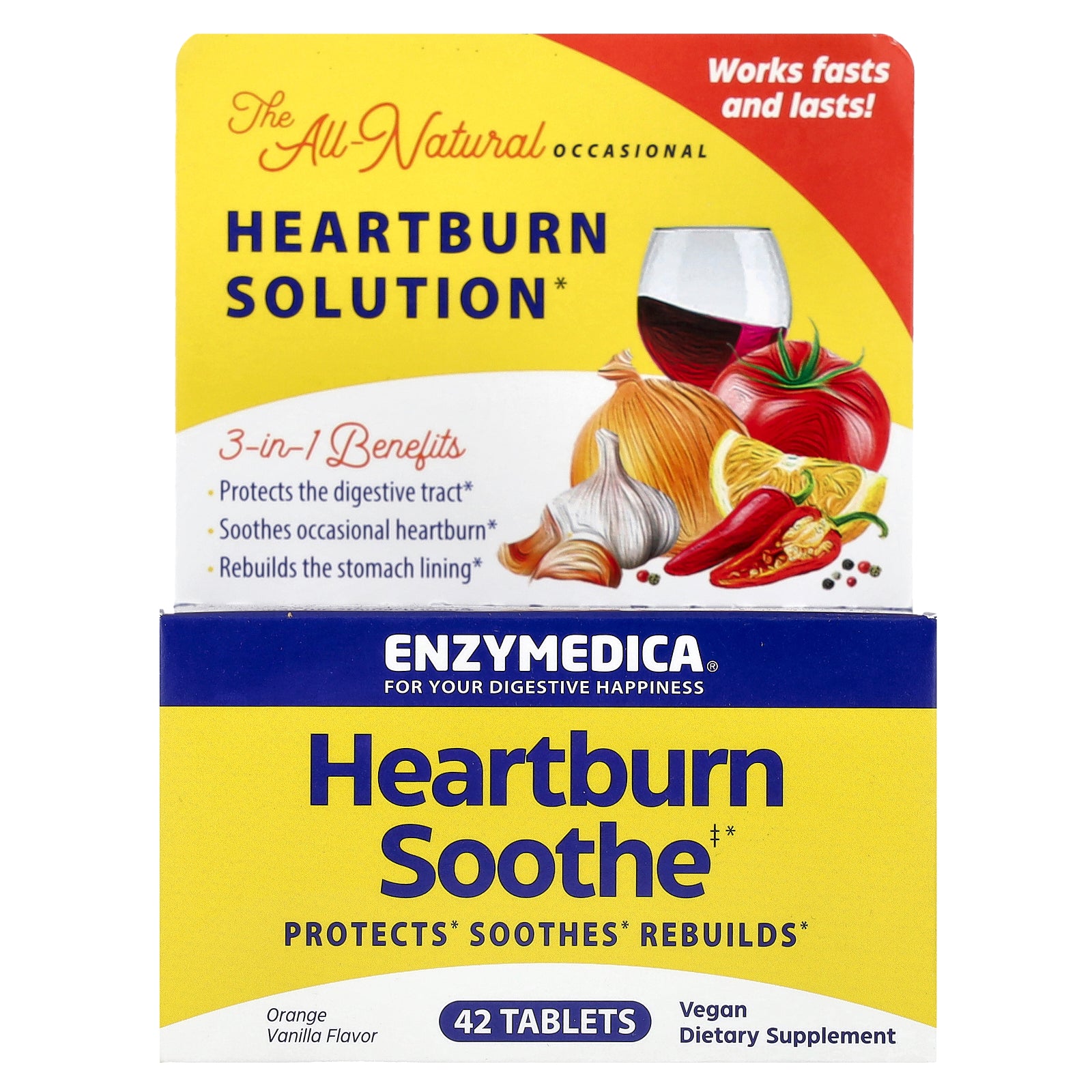 Foto 2 pulgar | Suplemento Enzymedica Heartburn Soothe, 42 Tabletas, Naranja Y Vainilla - Venta Internacional.
