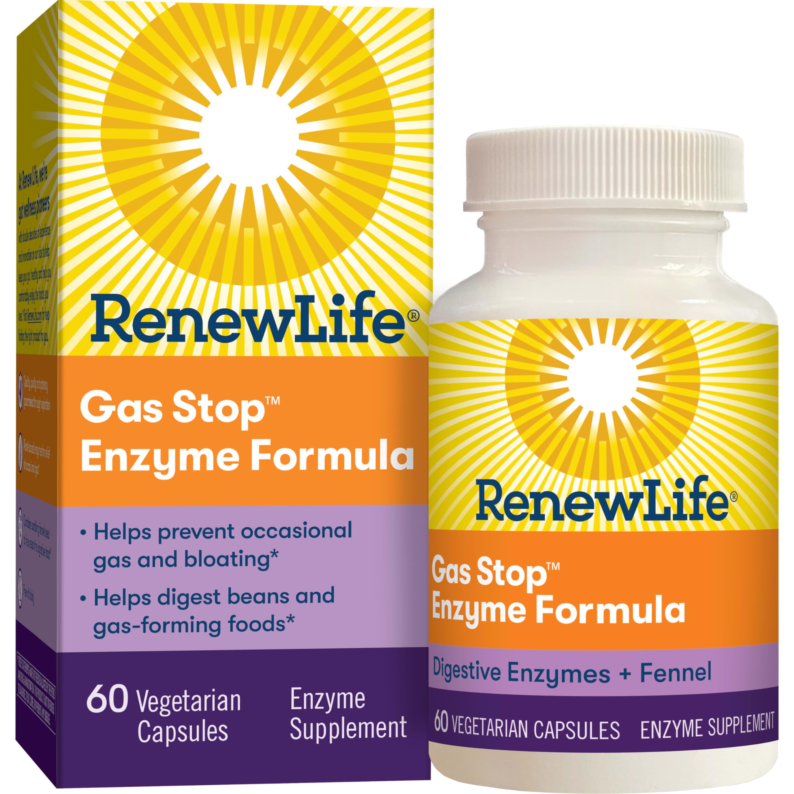 Foto 2 pulgar | Suplemento Renew Life Gas Stop Enzyme 60 Cápsulas Vegetarianas - Venta Internacional.