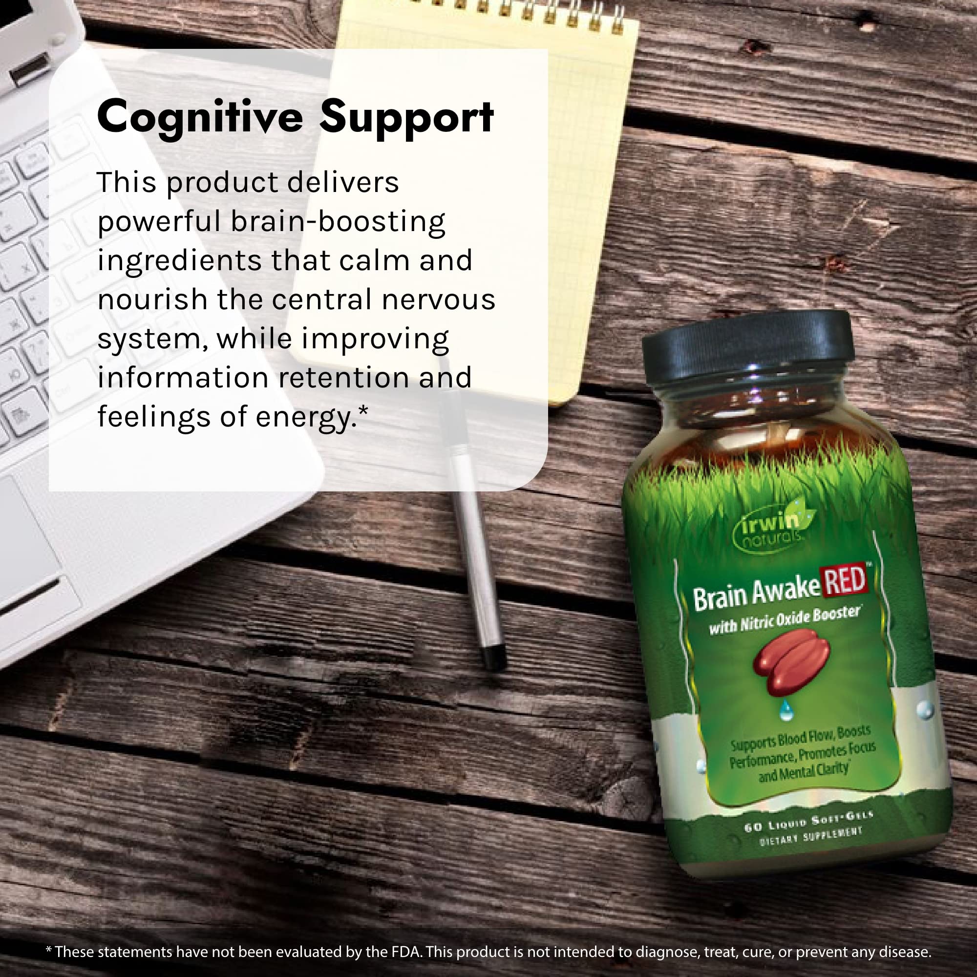 Foto 5 | Suplemento Brain Awake Red De Irwin Naturals 60 Cápsulas Blandas - Venta Internacional.