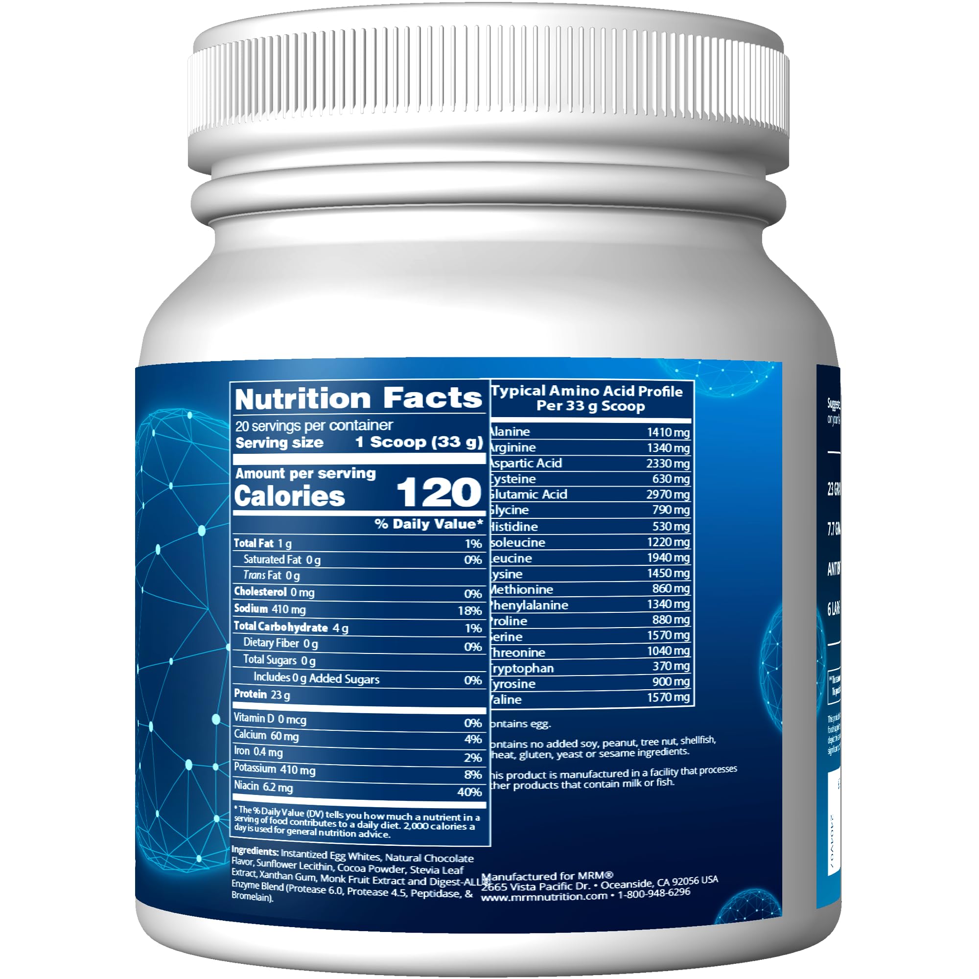 Foto 3 pulgar | Proteína De Clara De Huevo Mrm Nutrition Chocolate 20 Porciones - Venta Internacional.
