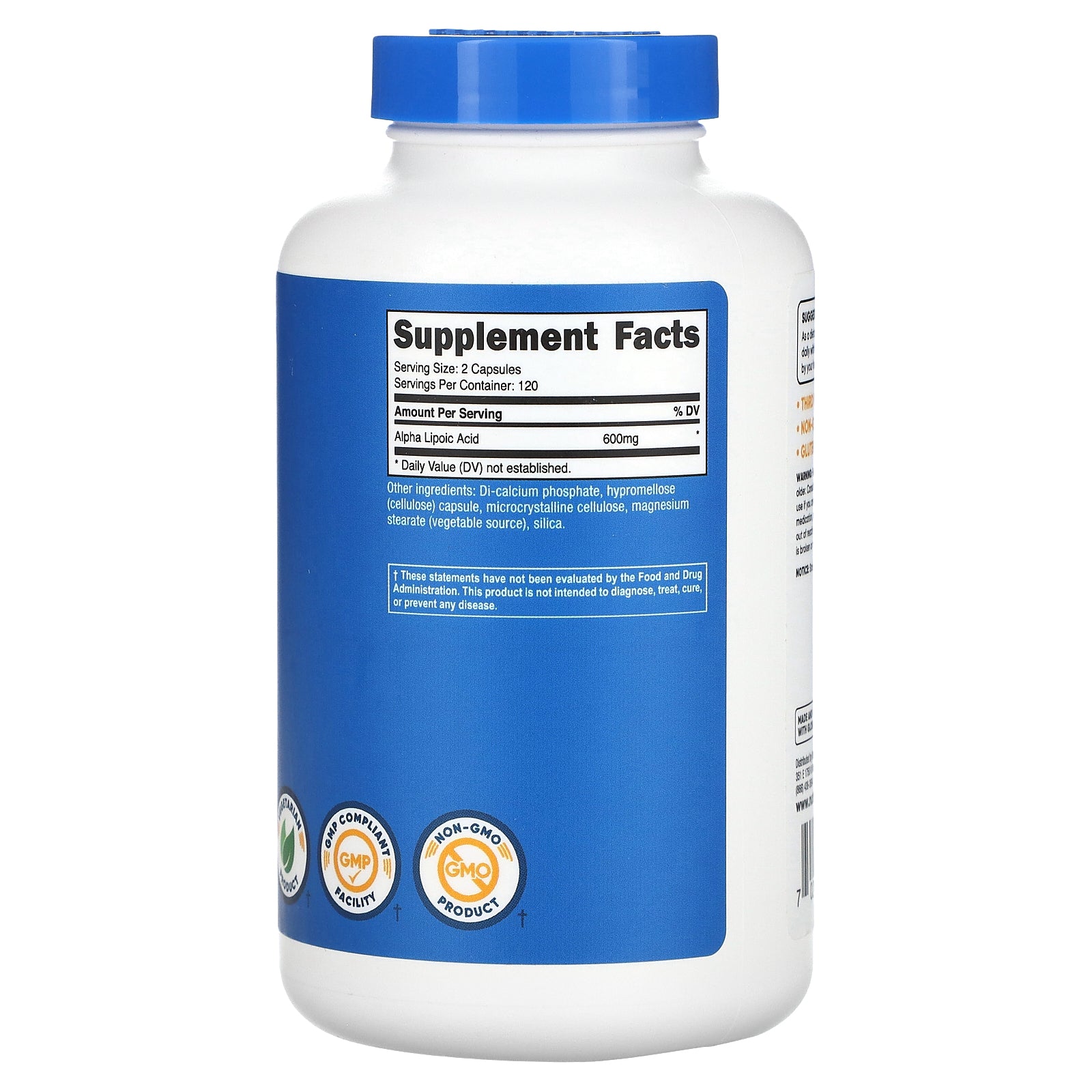 Foto 3 pulgar | Suplemento Nutricost De Ácido Alfa Lipoico 300 Mg 240 Cápsulas - Venta Internacional.