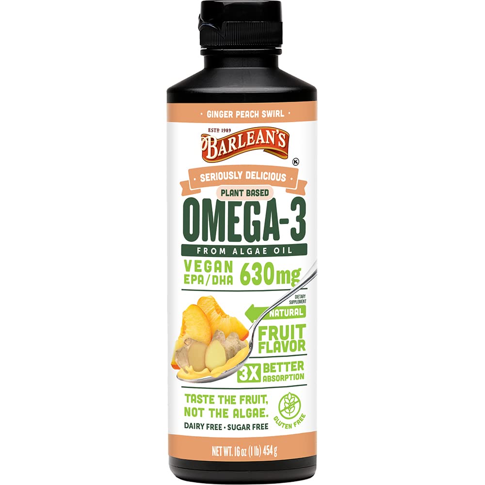 Foto 2 pulgar | Suplemento Barlean's Ginger Peach Vegan Omega 3 630 Mg 480 Ml - Venta Internacional.