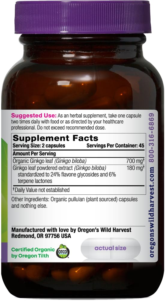 Foto 3 pulgar | Cápsulas De Ginkgo Supplement De Oregon Wild Harvest, 90 Unidades - Venta Internacional.