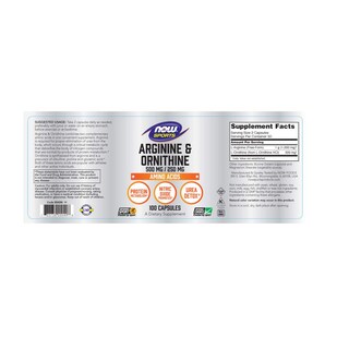 Foto 2 | Supplement Now Foods, Arginina Y Ornitina, 100 Cápsulas - Venta Internacional.