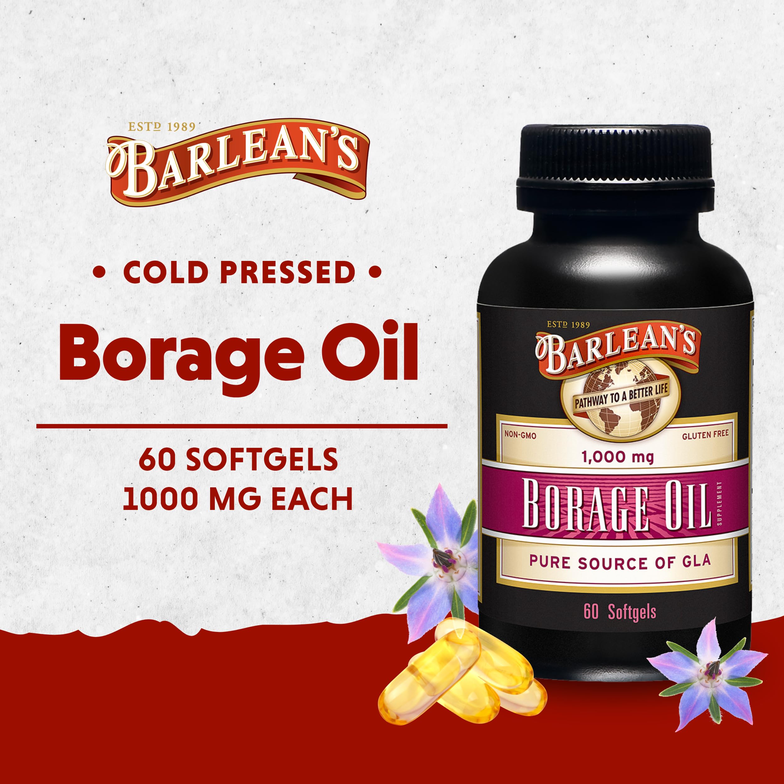 Foto 2 | Suplemento En Cápsulas De Aceite De Borraja De Barlean, 1000 Mg, 60 Unidades - Venta Internacional.