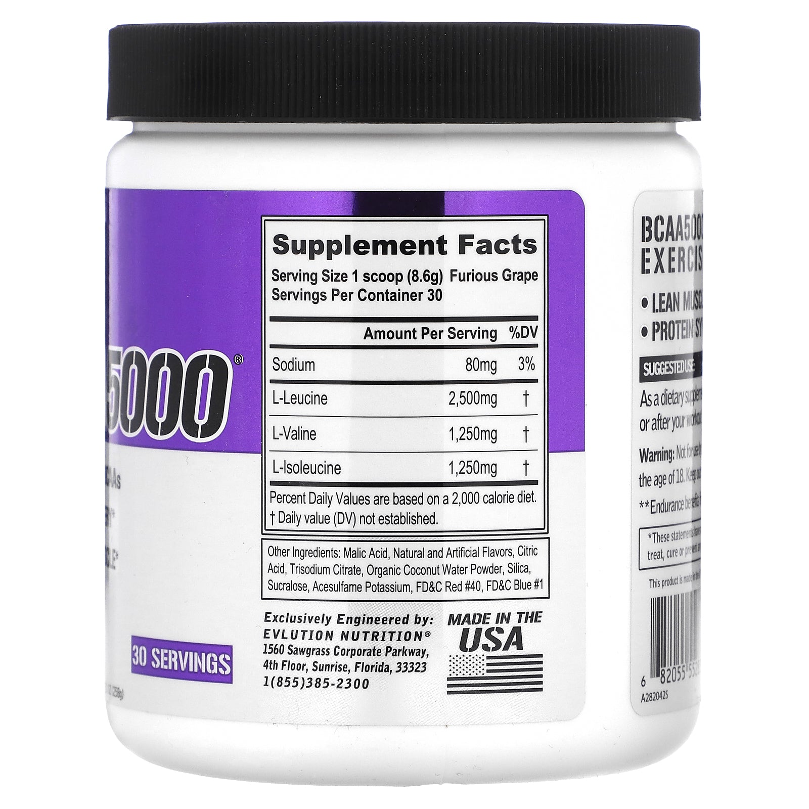 Foto 2 | Suplemento Evlution Nutrition Bcaa5000 Furious Grape 258g - Venta Internacional.