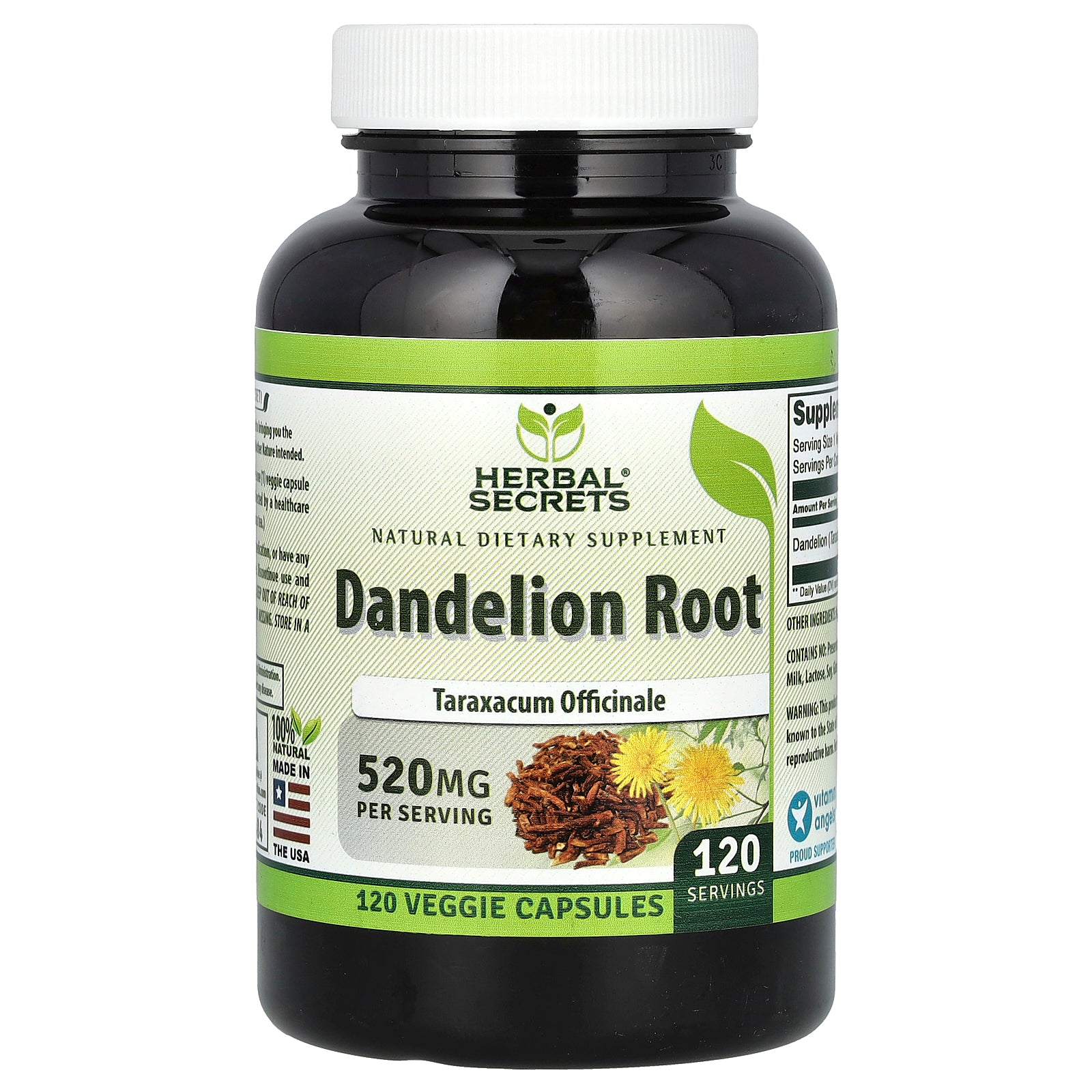 Foto 1 | Suplemento Herbal Secrets De Raíz De Diente De León 520 Mg 120 Cápsulas Vegetarianas - Venta Internacional.