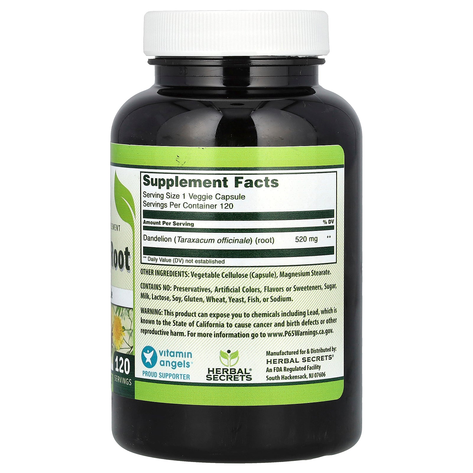 Foto 2 | Suplemento Herbal Secrets De Raíz De Diente De León 520 Mg 120 Cápsulas Vegetarianas - Venta Internacional.