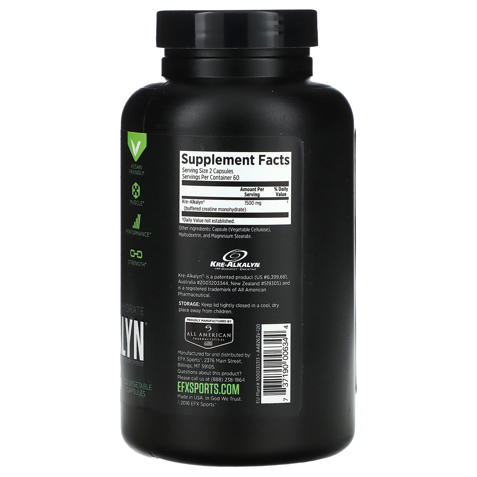 Foto 2 | Suplemento Efx Sports Kre-alkalyn 120 Cápsulas Vegetales - Venta Internacional.
