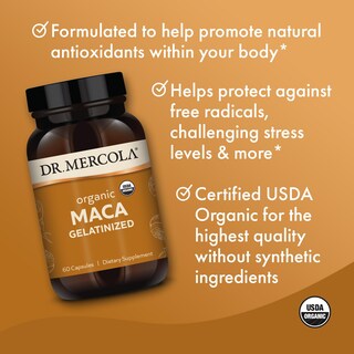 Foto 3 | Suplemento Dietético Dr. Mercola Maca Orgánica Gelatinizada 60 Cápsulas - Venta Internacional.