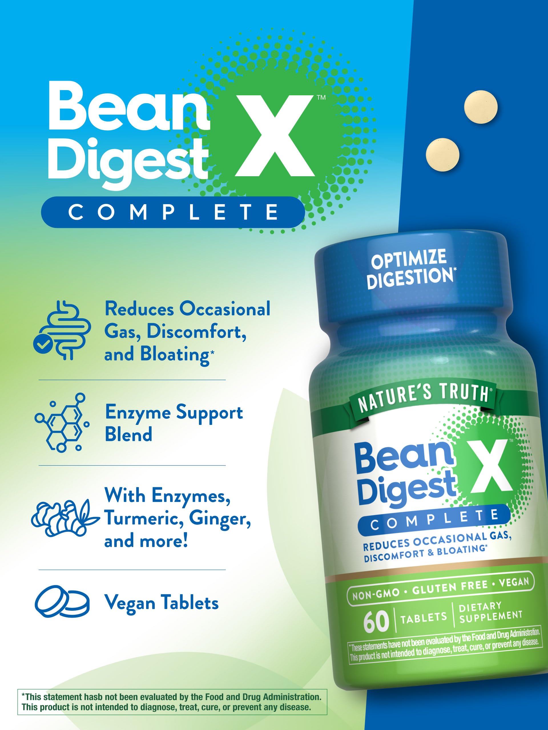 Foto 5 | Suplemento Nature's Truth Bean Digest Enzyme 60 Tabletas - Venta Internacional.