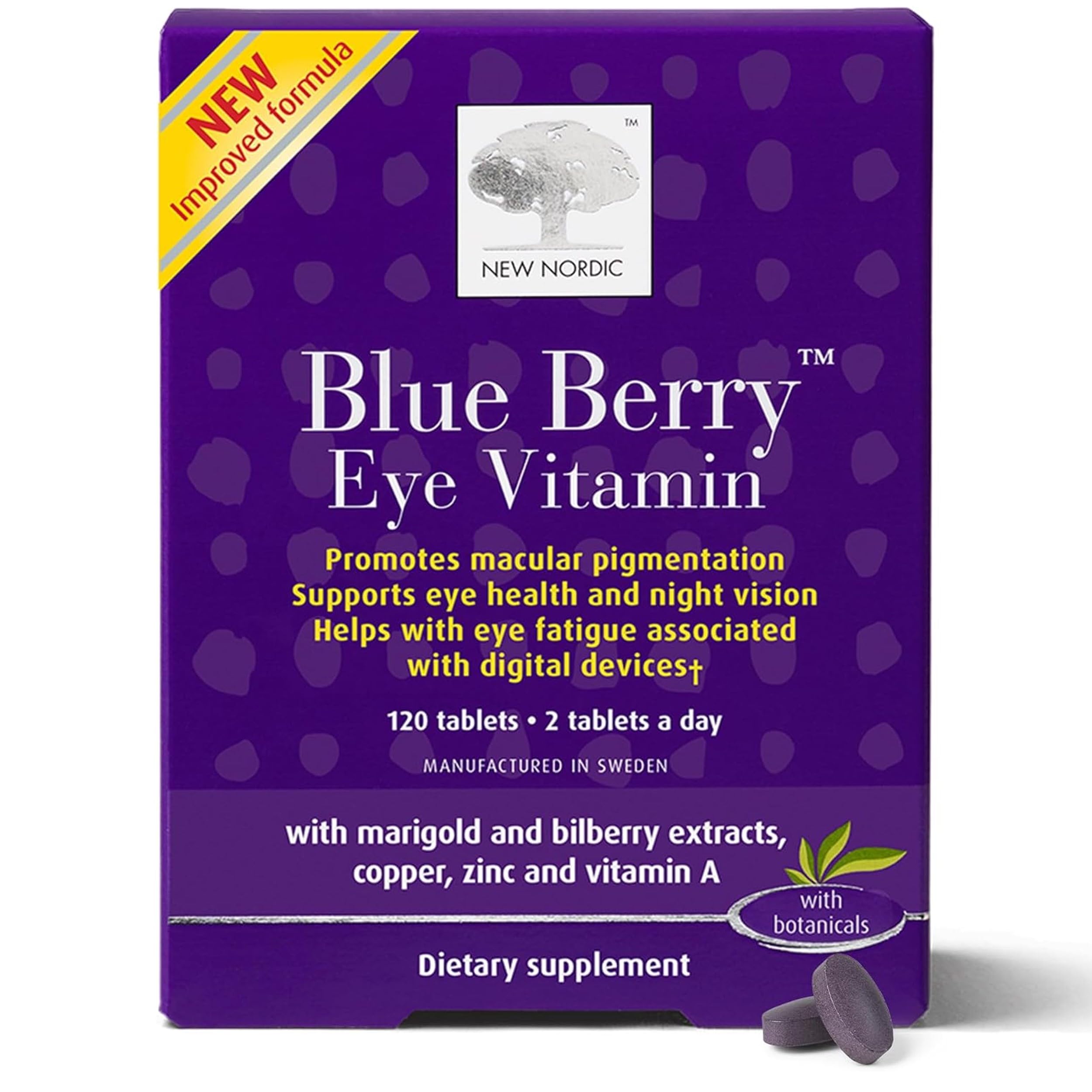 Foto 2 pulgar | Suplemento New Nordic Blue Berry Eye Vitamina Luteína 120 Comprimidos - Venta Internacional.
