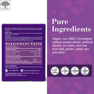 Foto 3 | Suplemento New Nordic Blue Berry Eye Vitamina Luteína 120 Comprimidos - Venta Internacional.