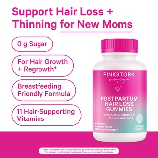 Foto 2 | Gomitas Para La Caída Del Cabello Pink Stork Postpartum Con Biotina Y Vitaminas - Venta Internacional.