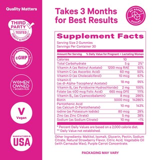 Foto 4 | Gomitas Para La Caída Del Cabello Pink Stork Postpartum Con Biotina Y Vitaminas - Venta Internacional.