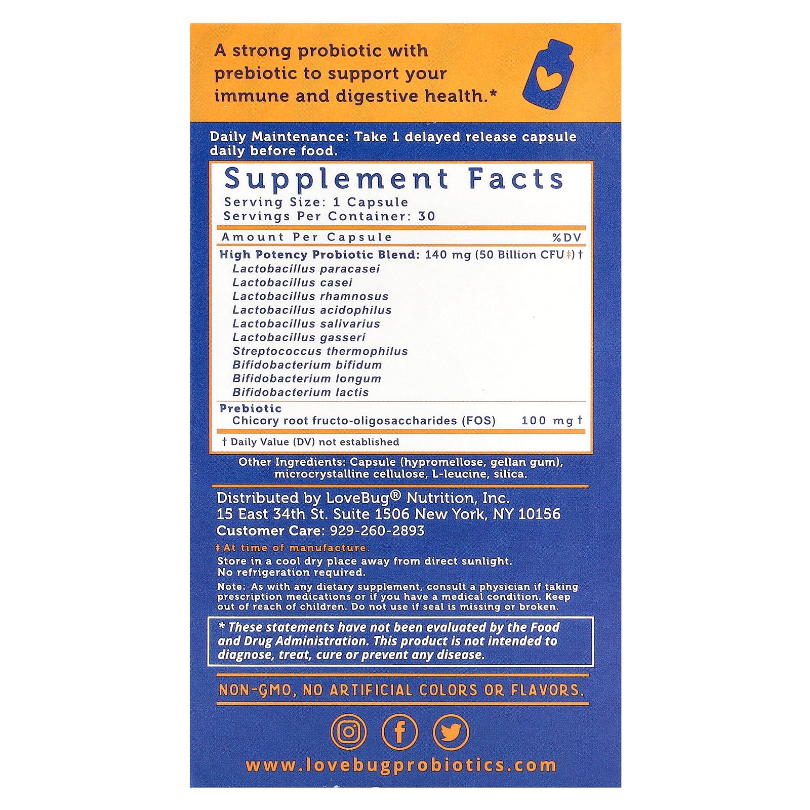 Foto 3 pulgar | Suplemento Lovebug Probiotics Advanced Strength De 50 Mil Millones De Cfu - Venta Internacional.