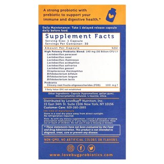 Foto 2 | Suplemento Lovebug Probiotics Advanced Strength De 50 Mil Millones De Cfu - Venta Internacional.