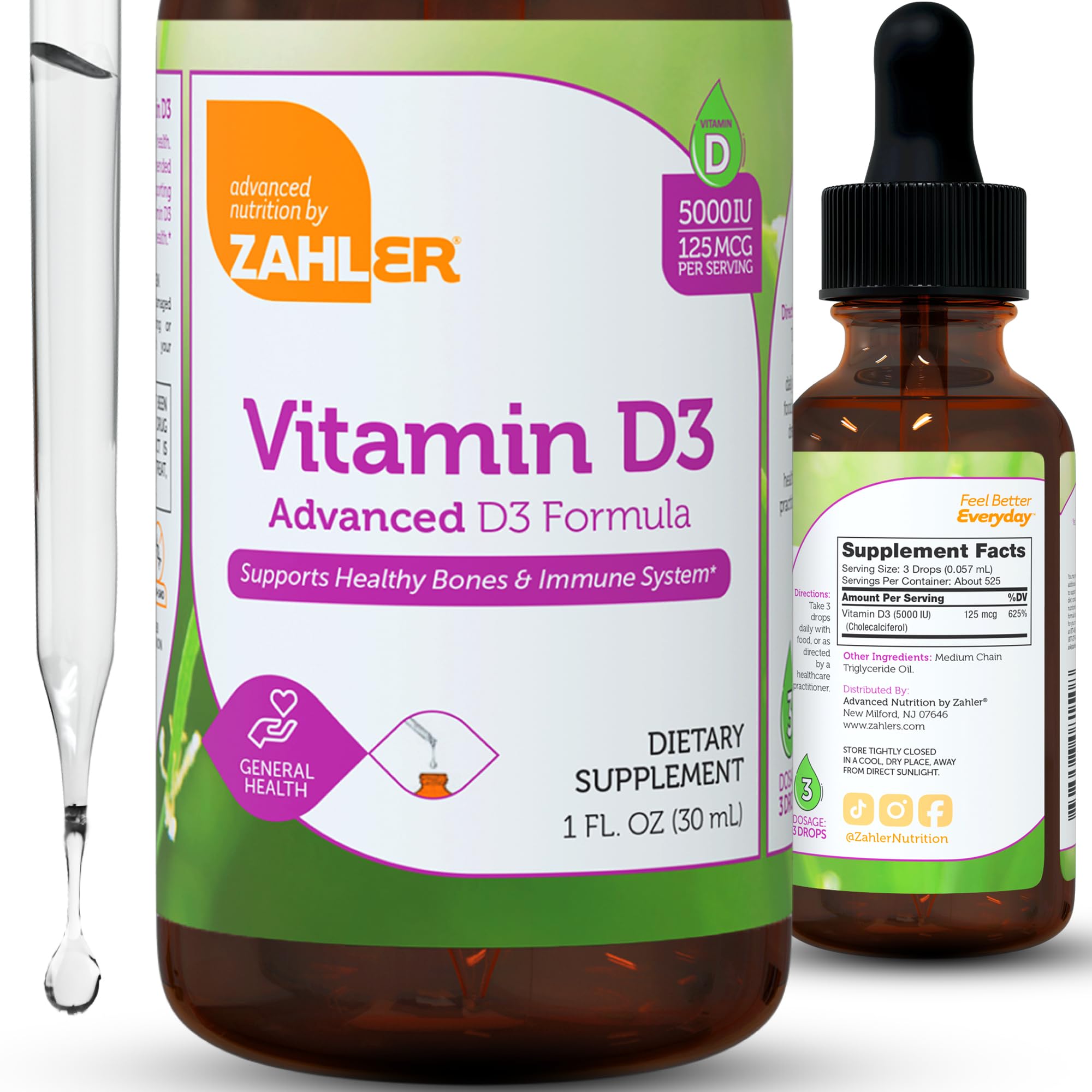 Foto 2 | Suplemento Zahler Liquid Vitamin D3 5000 Ui Para Adultos 30 Ml - Venta Internacional.