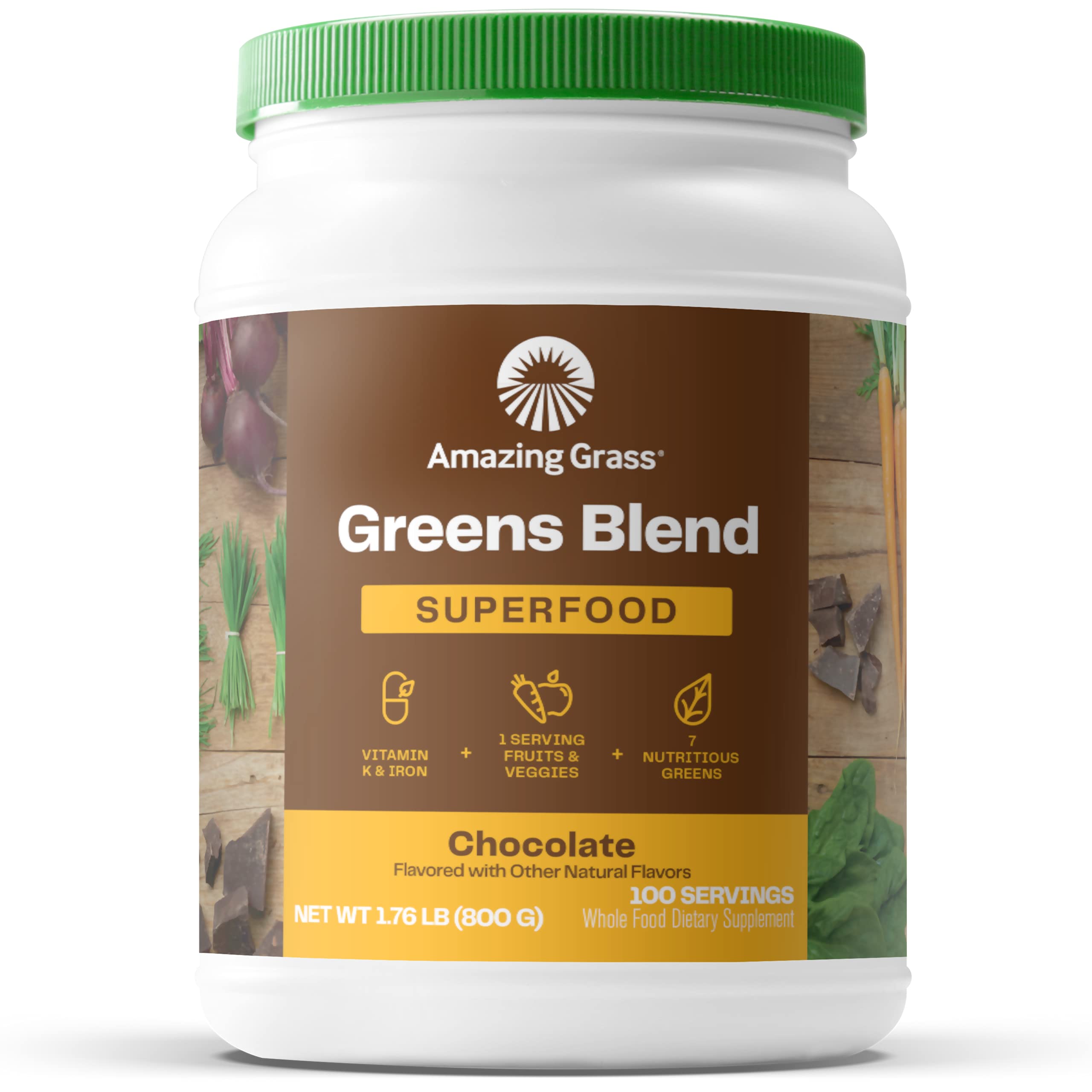 Foto 2 pulgar | Superalimento En Polvo Amazing Grass Greens Chocolate, 100 Porciones - Venta Internacional.