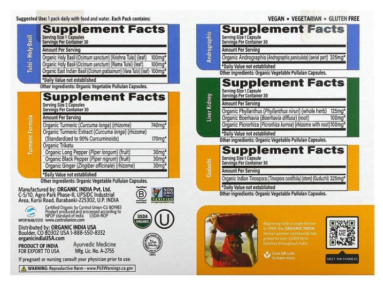 Foto 2 | Suplementos Organic India Organic Inmune Support 30x6 Ct - Venta Internacional.