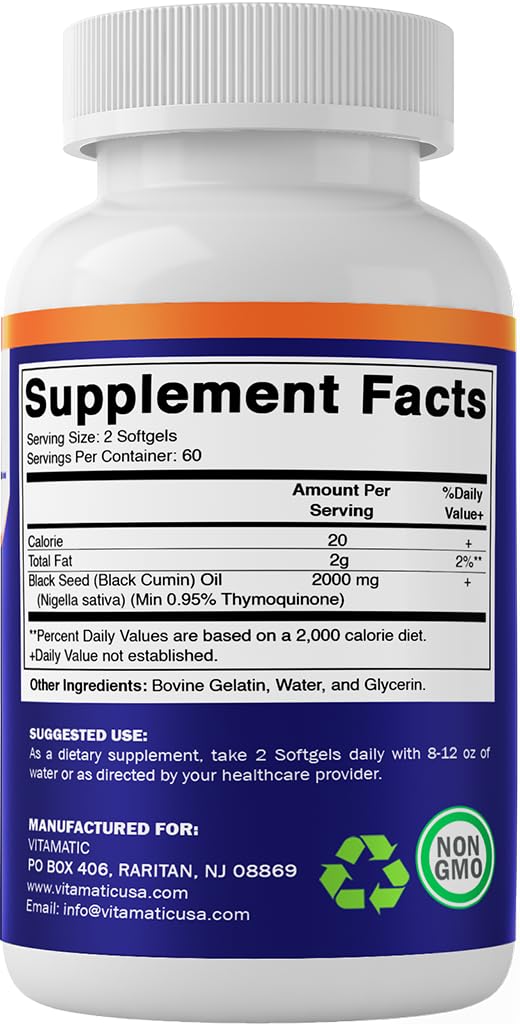 Foto 7 | Suplemento Vitamático De Aceite De Semilla Negra, 2000 Mg, 120 Cápsulas Blandas - Venta Internacional.
