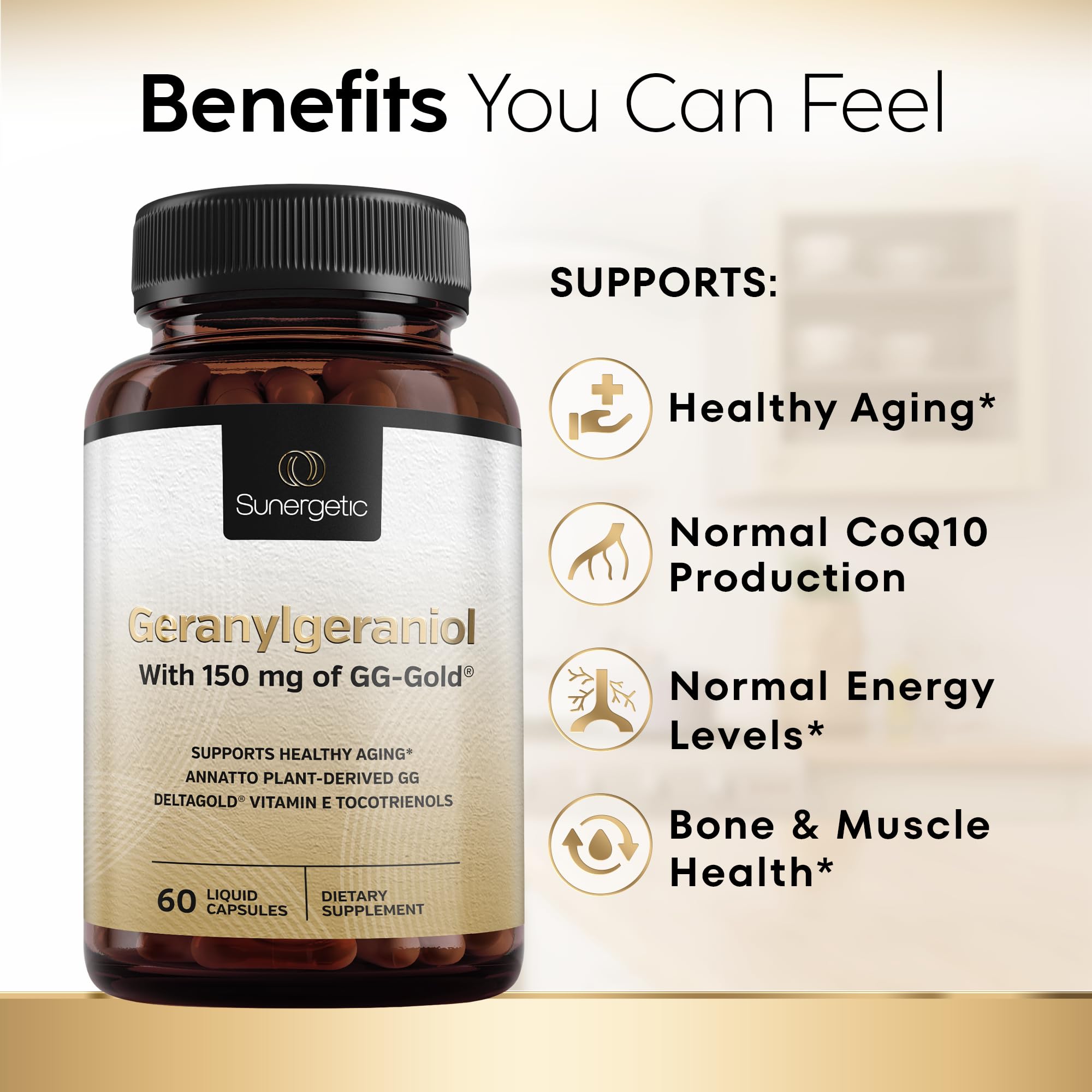 Foto 5 pulgar | Suplemento Sunergetic Premium Geranilgeraniol Gg-gold 150 Mg - Venta Internacional.