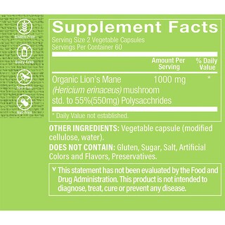 Foto 3 | Suplemento The Vitamin Shoppe Lion's Mane 1000 Mg 120 Cápsulas - Venta Internacional.