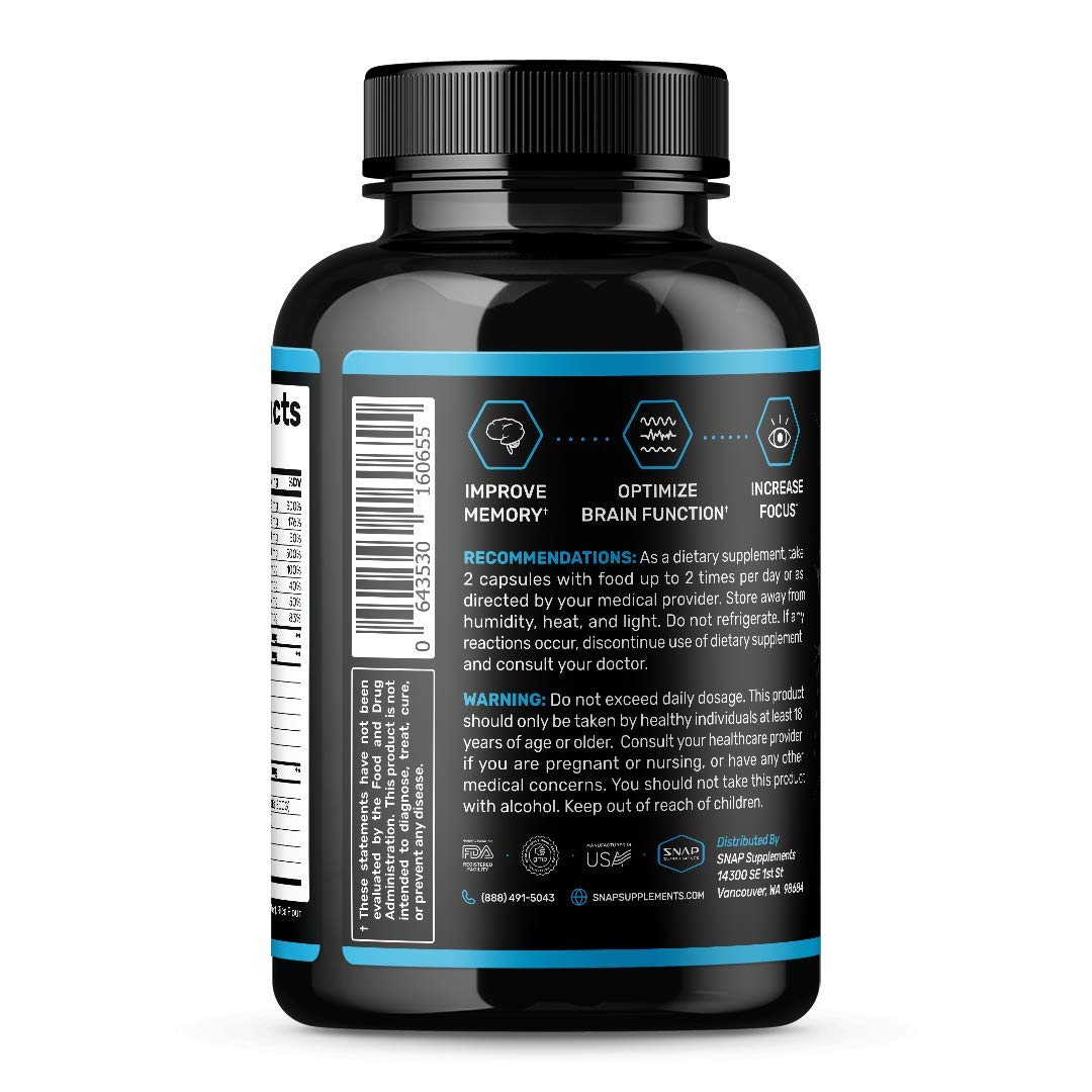 Foto 8 pulgar | Suplemento Snap Supplements Nootropics Brain Booster 60 Cápsulas - Venta Internacional.